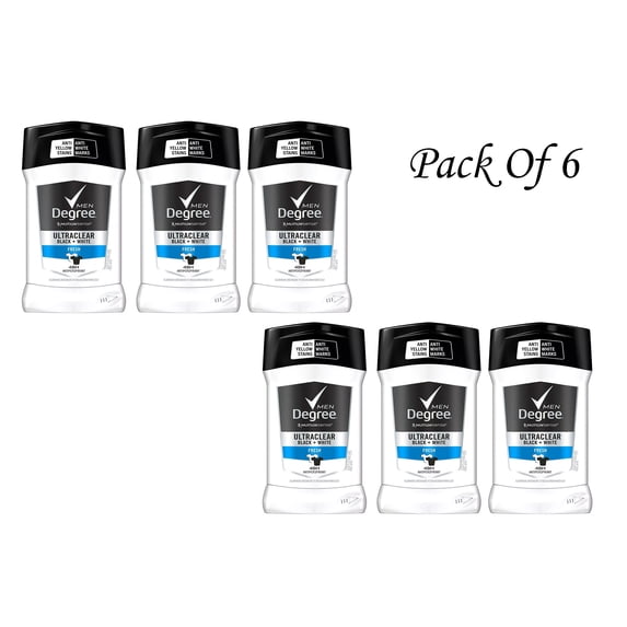 Degree Men UltraClear Antiperspirant Deodorant Black+White, Fresh 1.6 oz (Pack Of 6)