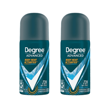 Degree Men’s Travel Deodorant Antiperspirant 72H Advanced Protection Dry Spray, Cool Rush Scent 1 OZ - 2PK