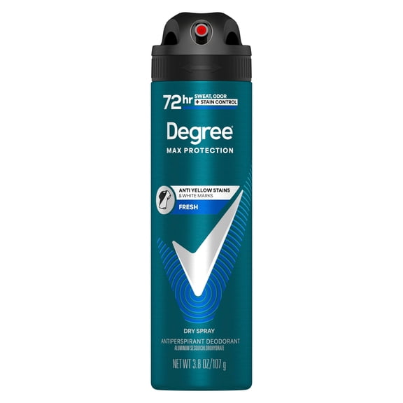 Degree Men 3in1 Max Protection Antiperspirant Deodorant Dry Spray Anti sweat, odor and stains Fresh 72-Hour Sweat and Odor Protection, 3.8 oz