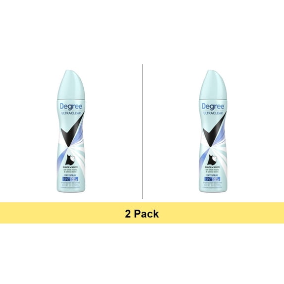 Degree Ultra Clear Long Lasting Antiperspirant Deodorant Dry Spray Pure Clean 3.8 oz - 2 Pack