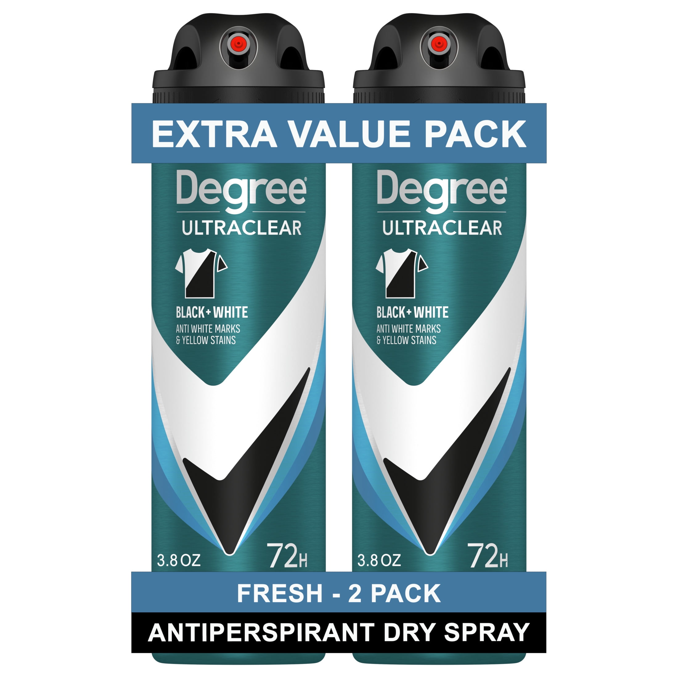 Degree Ultra Clear Long Lasting Men's Antiperspirant Deodorant Dry Spray Twin Pack, Fresh, 3.8 oz