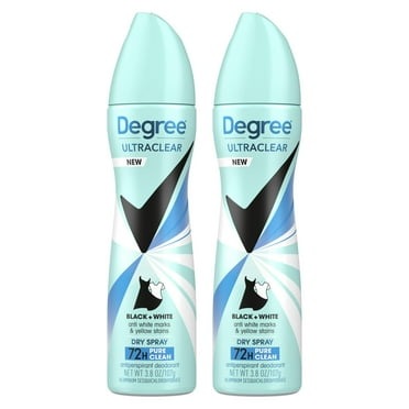 Degree UltraClear Antiperspirant Deodorant Dry Spray Black+White Pure Clean, 3.8 oz 2 Count