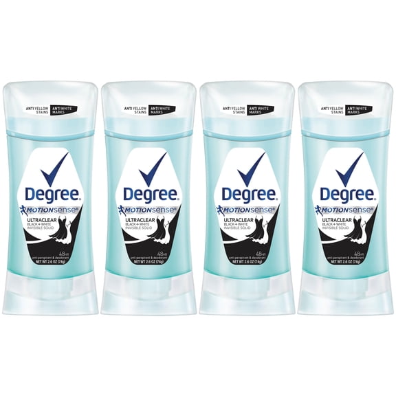 Degree UltraClear Black + White Antiperspirant Deodorant, 2.6 oz, 4 count