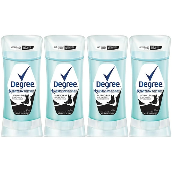 Degree UltraClear Black + White Antiperspirant Deodorant, 2.6 oz, 4 count
