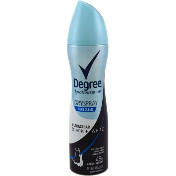 Degree UltraClear Black+White Pure Clean Dry Spray Antiperspirant Deodorant, 3.8 oz (Pack of 3)