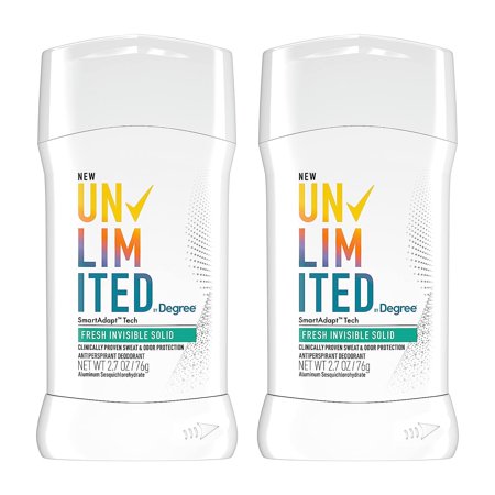 Degree Unlimited Antiperspirant Deodorant Stick Fresh 2 Count Long-Lasting Sweat & Odor Protection With Antiperspirant Technology Smartadapt Tech 2.7 Oz.