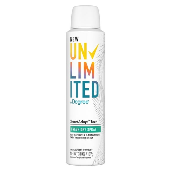 Degree Unlimited Long Lasting Antiperspirant Deodorant Dry Spray, Fresh, 3.8 oz
