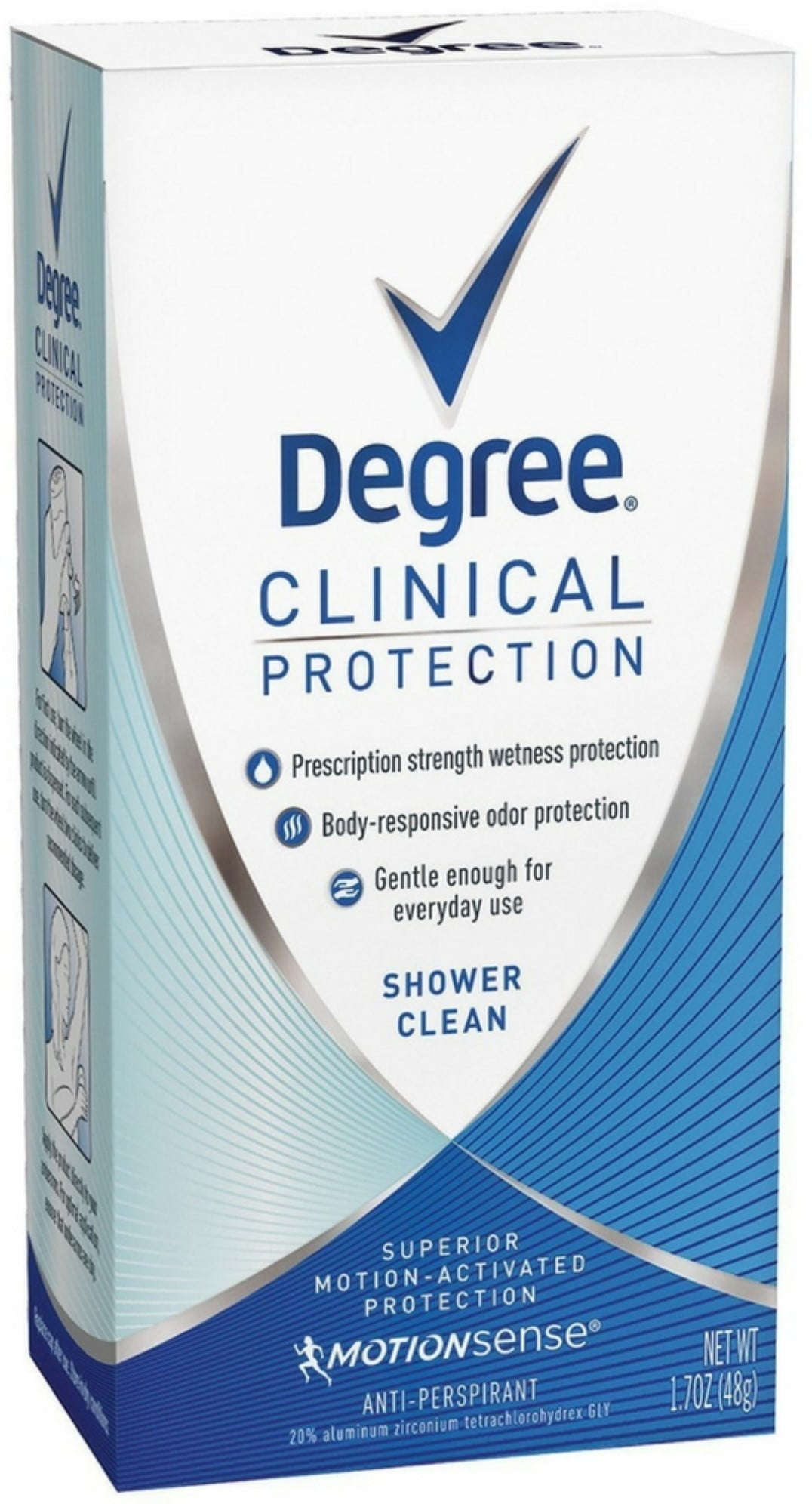 Degree Women Clinical Protection Anti-Perspirant Deodorant Shower Clean 1.70 oz (Pack of 4)