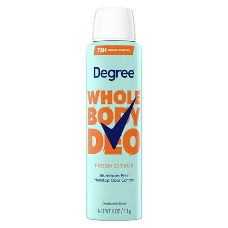 Degree Women Whole Body Deodorant Spray for Women Fresh Citrus Scent Aluminum Free, 4 oz