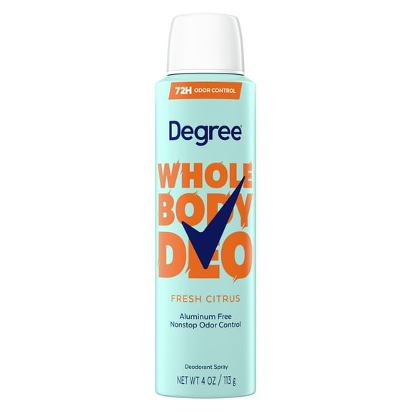 Degree Women Whole Body Deodorant Spray for Women Fresh Citrus Scent Aluminum Free, 4 oz