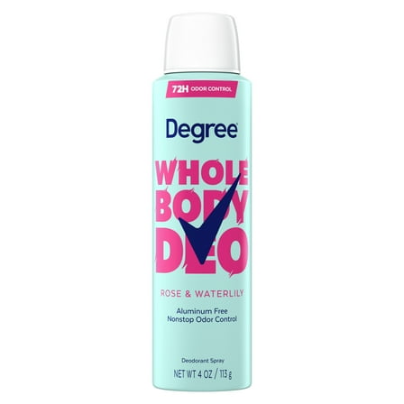 Degree Women Whole Body Deodorant Spray for Women Rose & Waterlily Scent Aluminum Free, 4 oz