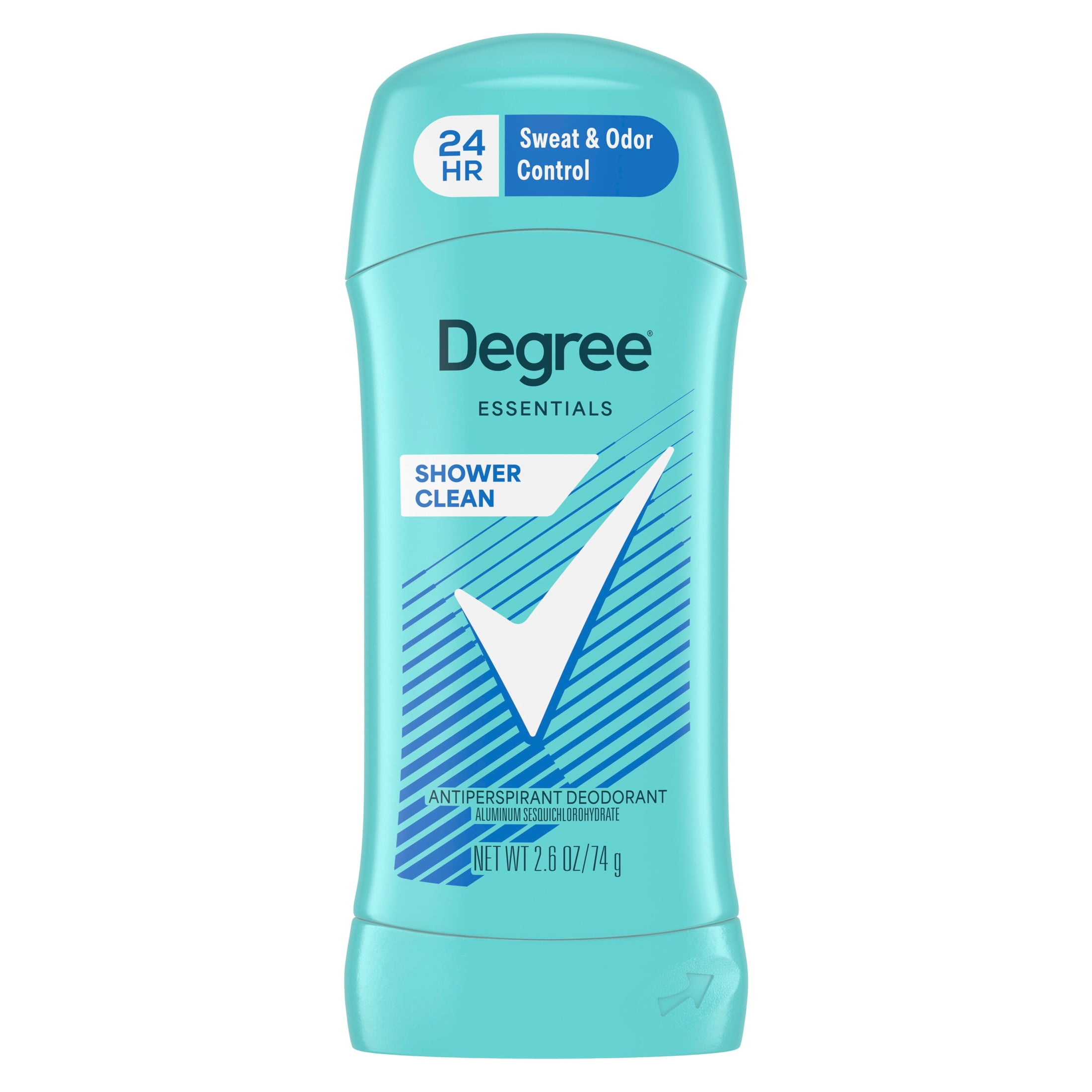 Degree Essentials Antiperspirant Deodorant for Women Sweat and Odor Protection Shower Clean 24/7 Anti Sweat and Odor , 2.6 oz