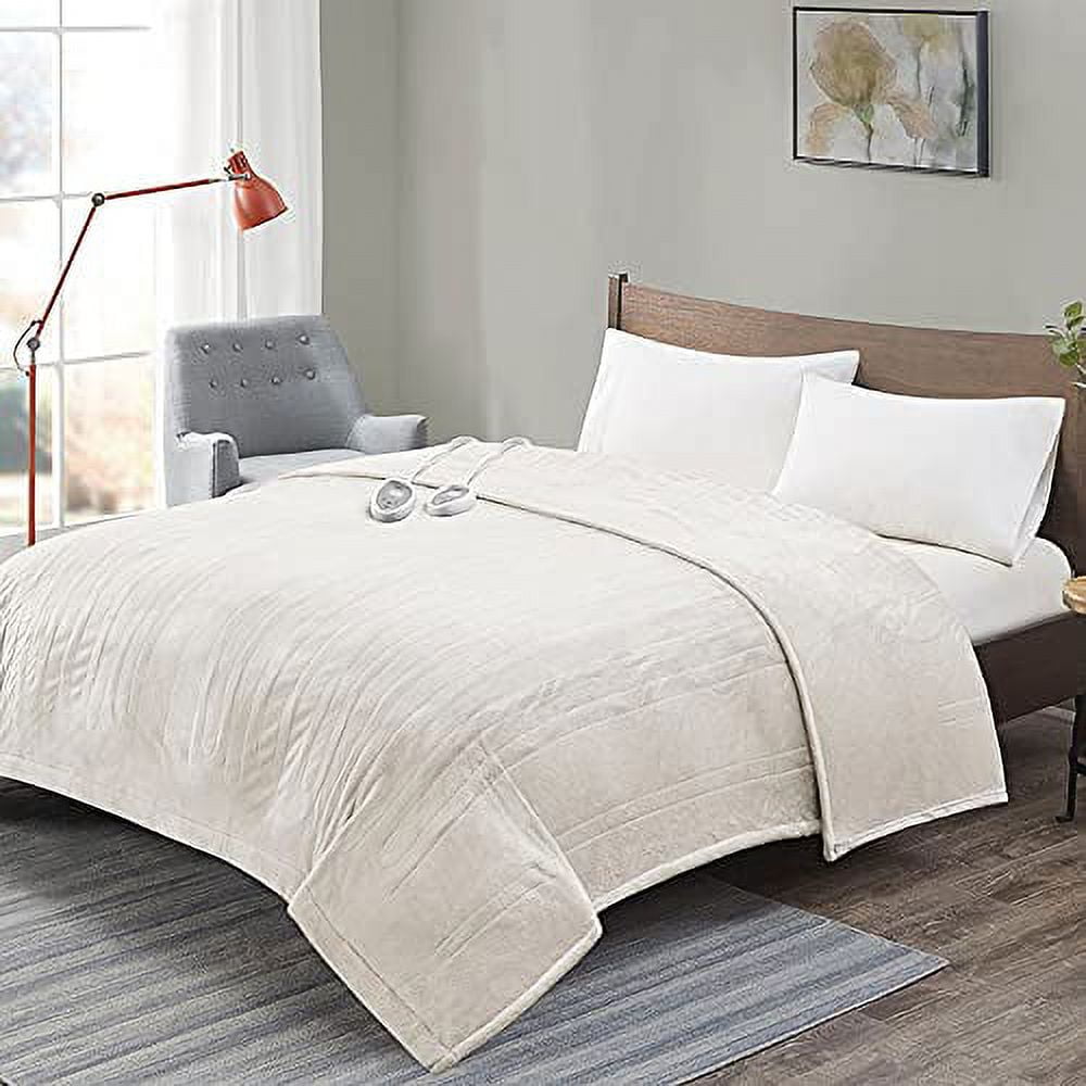 Degrees of Comfort [Advanced Dual Control Electric Blanket Queen Size  W/Auto Shut Off | Heated Throw for Bed u0026 Living Room | Machine Washable |  UL Certified - Ivory - Walmart.com