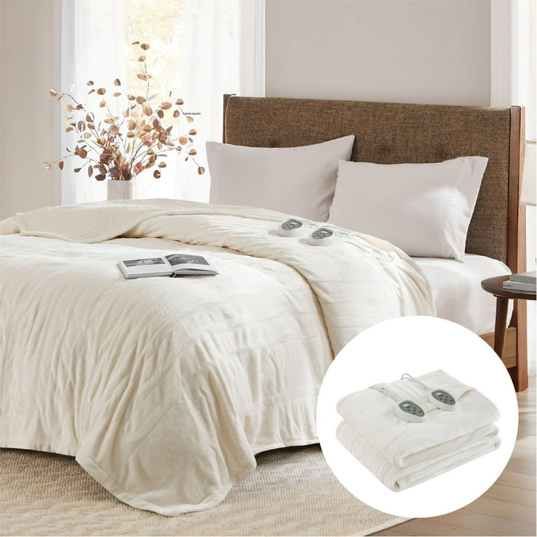 Degrees of Comfort Heated Blanket Dual Control W Auto Shut Off Electric Blanket Queen Size for Bed 20 Heating Levels Microplush Machine Washable Ivory 84Wx90L Walmart