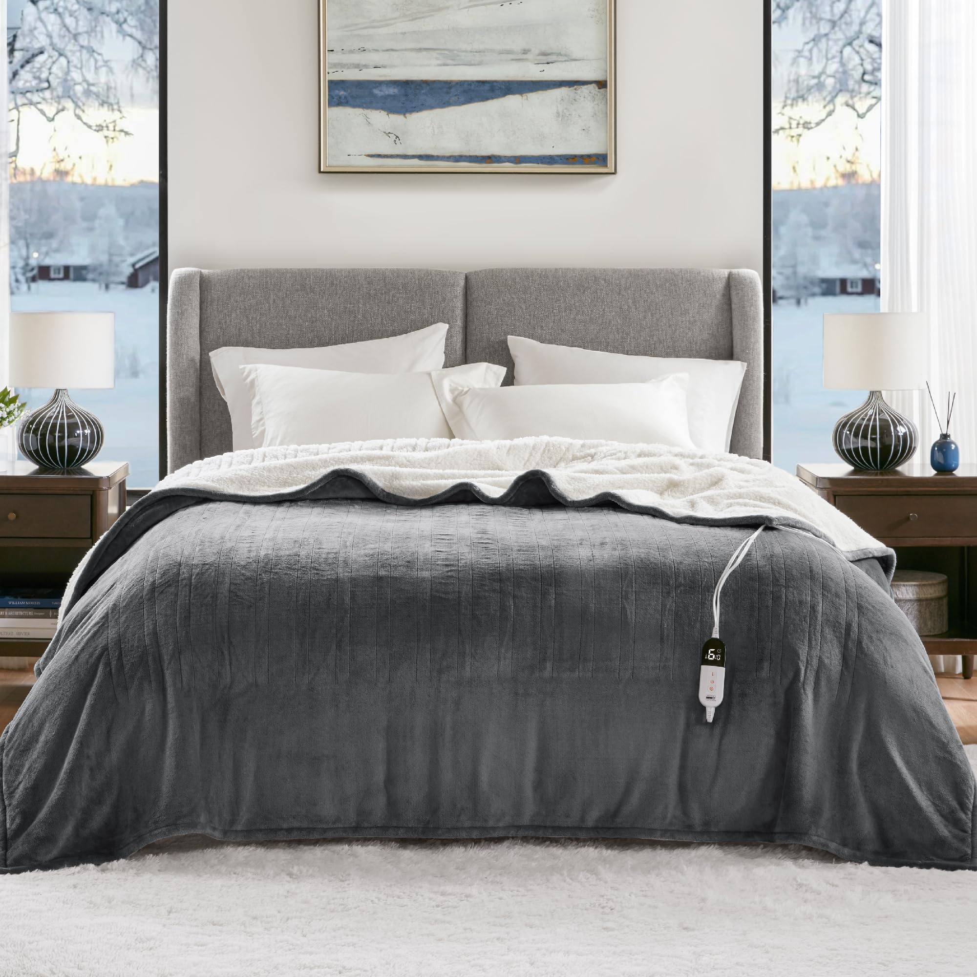 Degrees of Comfort Heated Blanket Full Size Soft Sherpa & Flannel