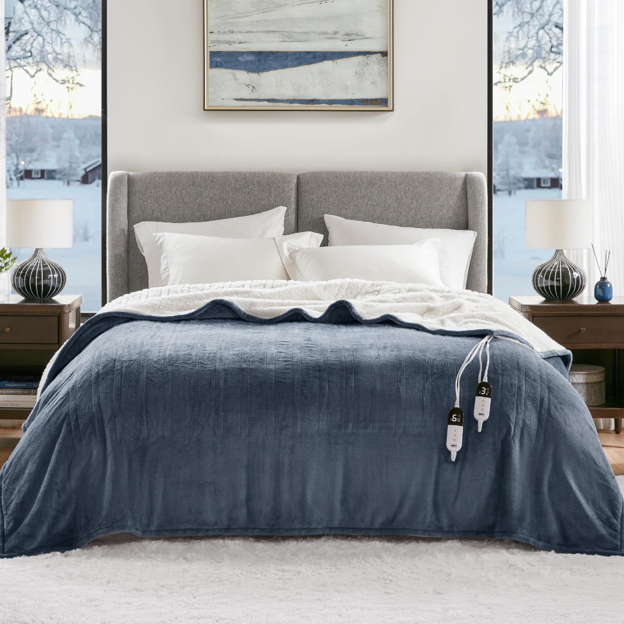 Degrees of Comfort Heated Blanket King Size Soft Sherpa & Flannel