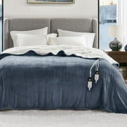 Degrees of Comfort Heated Blanket – King Size Soft Sherpa & Flannel Electric Throw with 6 Heat Settings, 10-Hour Auto Shut-Off, Overheat Protection, ETL Certified, 100"x90" for Winter Warmth, Blue