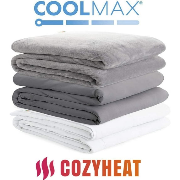 Degrees of Comfort Zoning Weighted Blanket 2 Duvet Covers for Hot & Cold Sleeper Advance Nano-Ceramic Beads Deliver Durability & Silky Comfort (48x72 12lbs Grey/Grey)
