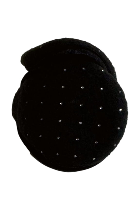 Girls Plush Black Rhinestone Ear Muffs Warmers