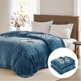 thumbnail image 1 of Degrees of Comfort Electric Blanket Full Size | Single Control with Auto Shut Off | Fleece Heated Blanket for Bed | Machine Washable | Blue, 80Wx84L, 1 of 14