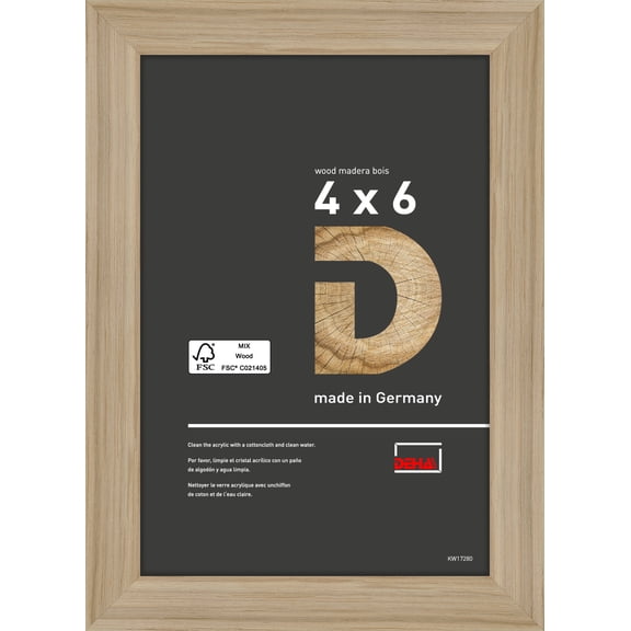 Deha Design Fontana Wood Frame - with Easel Back, Natural Oak, 4" x 6"