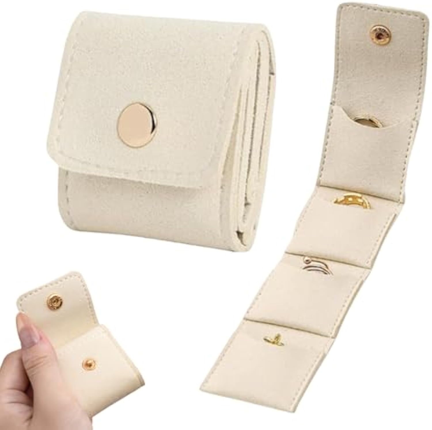 Mini Travel Jewelry Bag – Foldable, Velvet-Lined Organizer For Rings, Earrings & Necklaces (3-Piece Set)