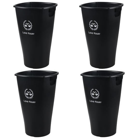 Dehouse 16 Inch Tall Flower Buckets Set with Cutout Handle, Set of 4 Plastic Floral Vase Bucket for Cut Flowers Home Wedding Decoration, Black