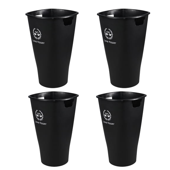 Dehouse 20 Inch Tall Flower Buckets with Cutout Handle for Cut Flowers, 4 Packs Plastic Flower Buckets Display Bucket for Wedding Home Decoration, Black
