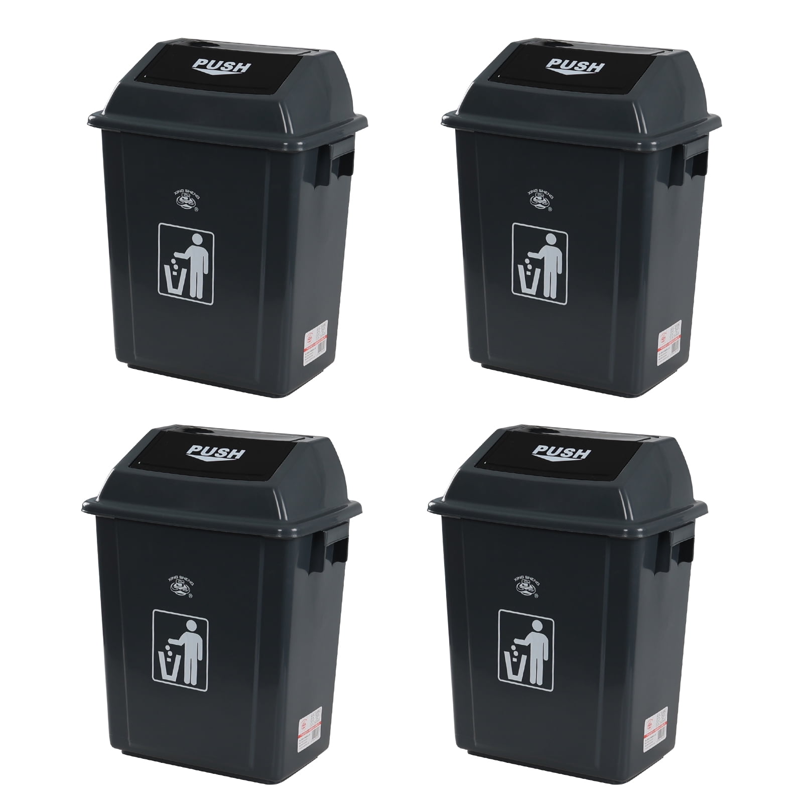 Dehouse 6 Gallon Swing Lid Trash Can for Kitchen, 4 Pack Plastic Swing Top Lid Kitchen Garbage Trash Can, Gray