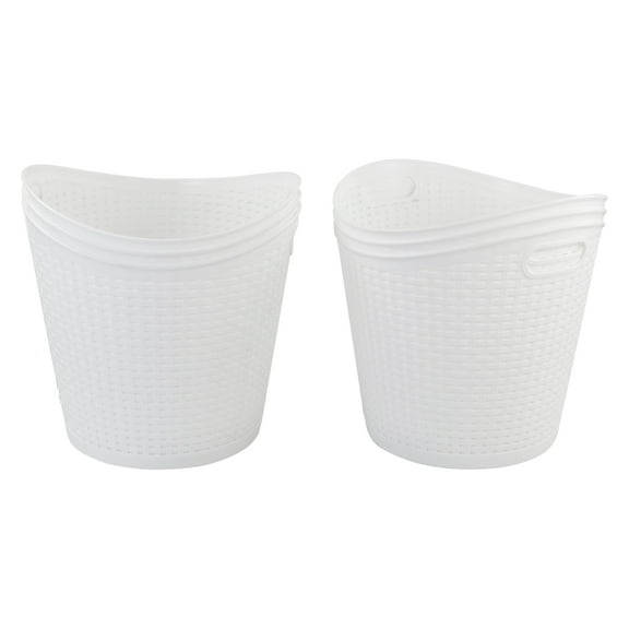 Dehouse Round Plastic Laundry Baskets, White Clothes Hamper, Pack of 6