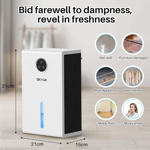 Dehumidifier 95 oz for Home Bedroom Basement with LED Light Auto Shut Off Ultra Quiet
