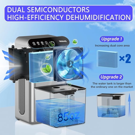 Dehumidifier for Basement (85 OZ, 800 sq ft) Quiet Dehumidifiers for Home, Auto Shut-Off, Sleep Mode, 3 Gear Timer(8H,16H,24H), Small Dehumidifier for Bedroom, Bathroom with Drain Hose