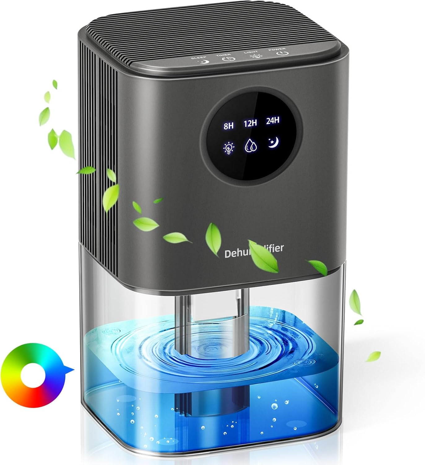 Dehumidifier for Bedroom, 58oz Small Dehumidifier for Home Bathroom, Portable Dehumidifiers with Auto Shut-Off, Sleep Mode for Bathroom, Basement, Bedroom,Closet, RV,Gray (300 Sq.Ft)