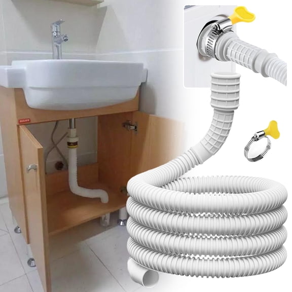 Dehumidifier Drain Hose Kit, Universal PVC Corrugated Drain Hose with Stainless Steel Clamp, Flexible Universal AC and Dehumidifier Replacement Hose Kit