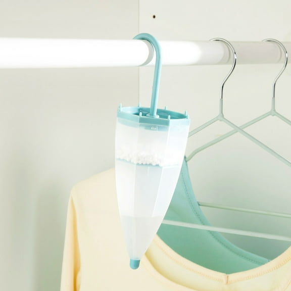 Dehumidifier Hanging Bag - 1500ml Capacity Calcium Chloride Moisture Absorber for Closets, Basement, Laundry Rooms, Bathrooms w/Umbrella Design, Reusable