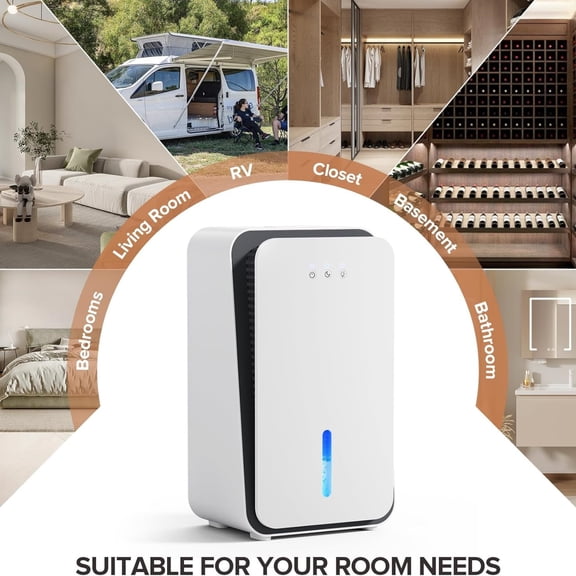 Dehumidifier for Home, 1000 sq.ft Dehumidifier with Auto Shut Off, 7-Color LED Light Built-in Aromatherapy Diffuser, Ultra-Quiet Dehumidifiers for Bedroom, Bathroom, Basement (Pale White)