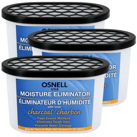 Dehumidifier Pellets - Charcoal Moisture and Odor Eliminators (3 Tubs) Trap Moisture Remove Odors and Prevent Mildew - Active Charcoal - Moisture Absorber