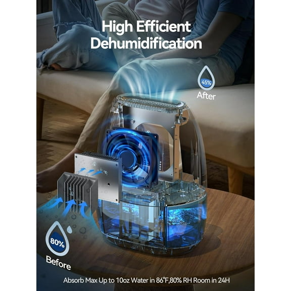 Dehumidifier, Small 34 OZ for Home Room, Quiet with  Color Night Light, Auto Shut Off, for Bedroom Bathroom RV Closet