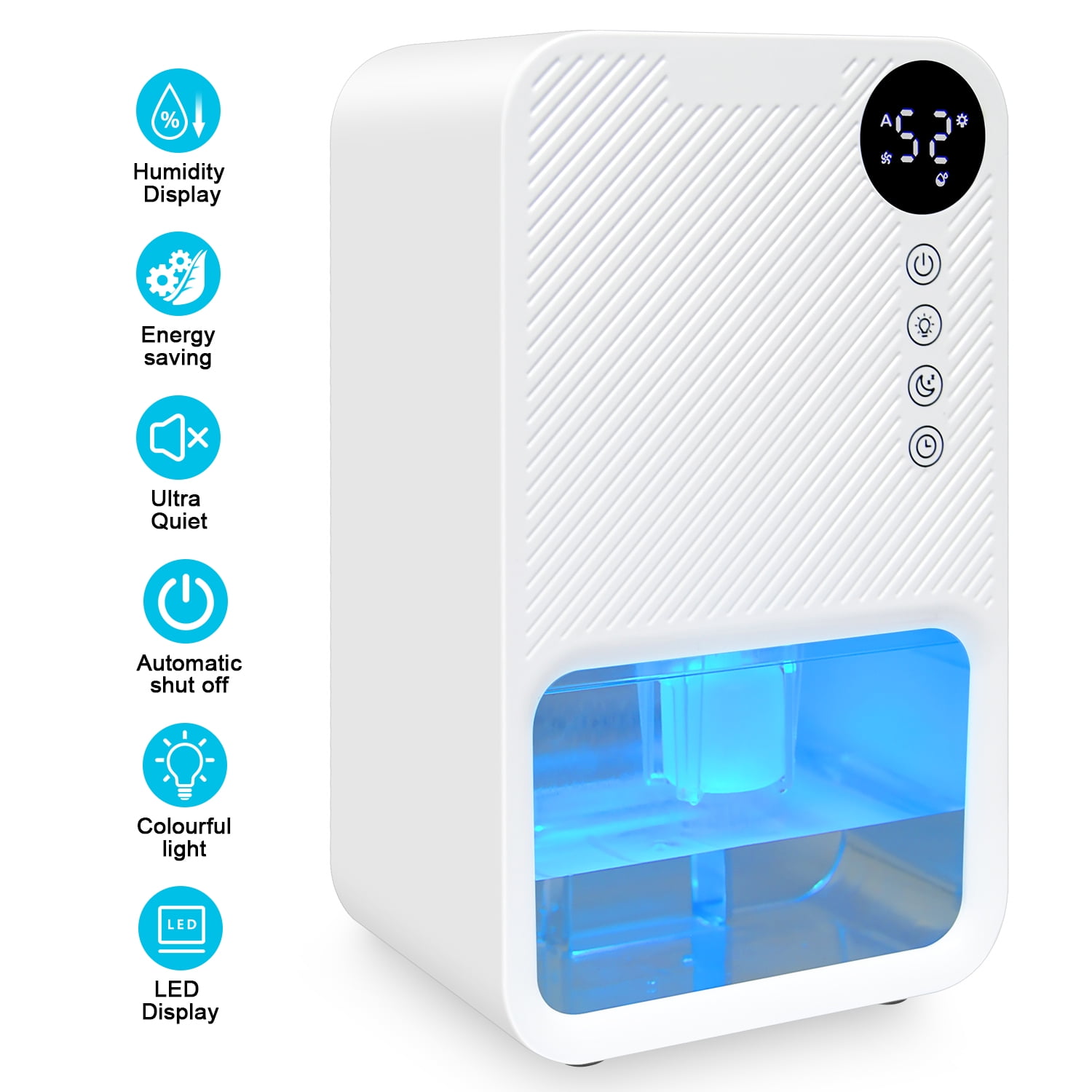 Dehumidifiers for Home Room,AILKIN 39oz&1100ML Water Tank Auto-Off Energy Efficiency Humidity Display 24H Timer 7 Colors Light Portable Mini Dehumidifier for Small Room,Bathroom,Bedroom