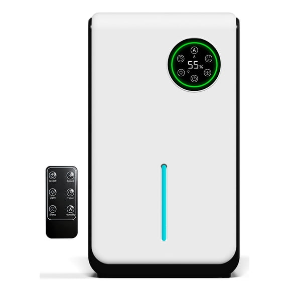 Dehumidifiers for Home, 120 OZ Water Tank, Dehumidifiers for Bathroom Bedroom Basement with Auto Shut Off,7 Colors LED Light(White) 04