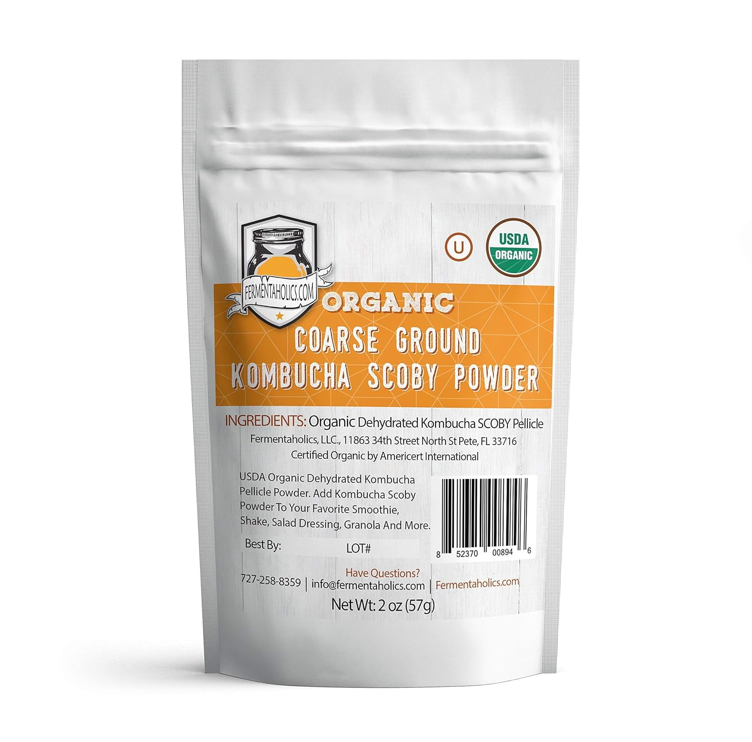 Dehydrated Certified Organic Coarse Grnd Kombucha Scoby Powder Dried