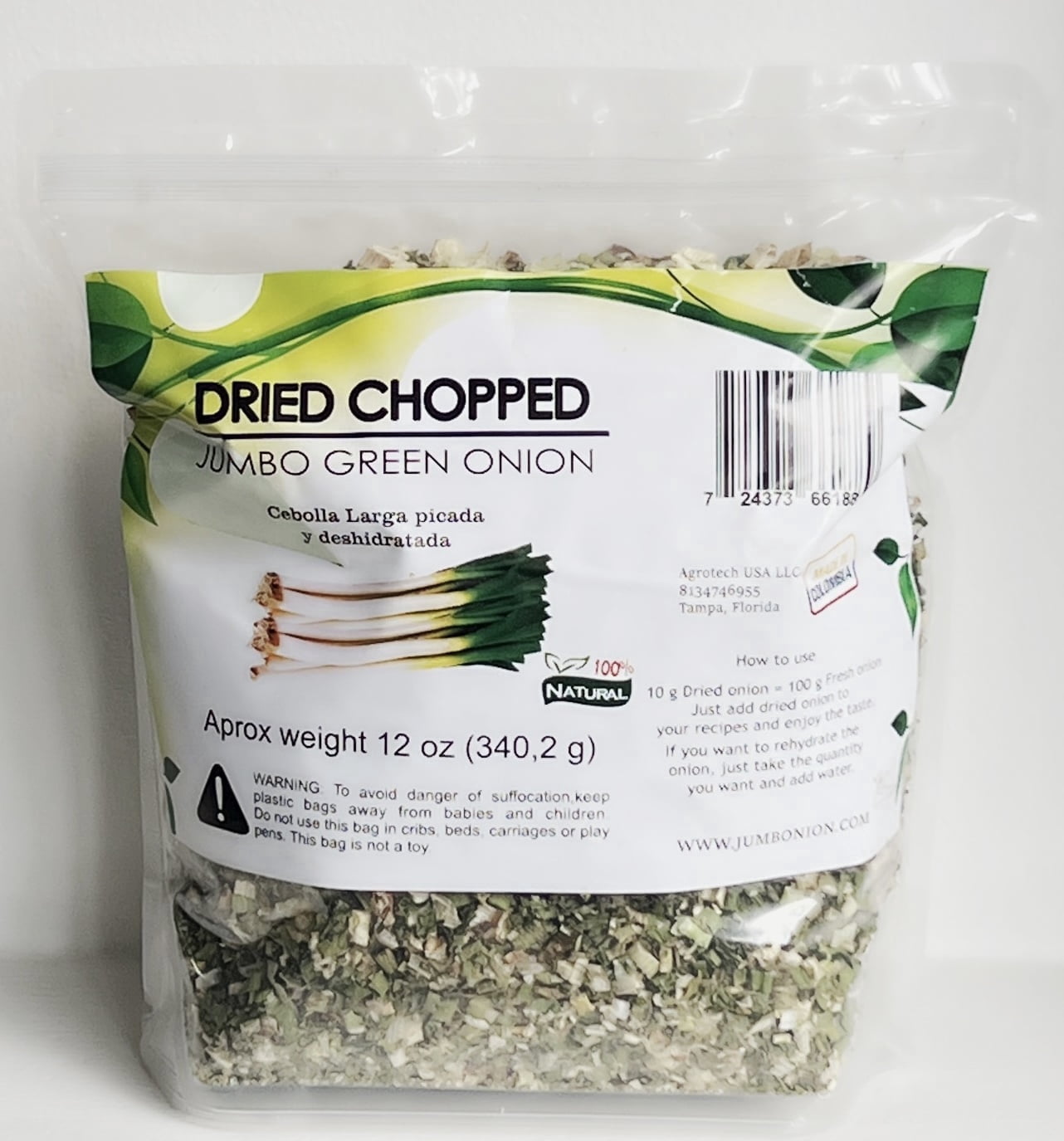Dehydrated Dried Chopped Jumbo Green Onion Flakes. 12 Oz Bulk Bag Saving! 100% natural