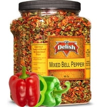 Dehydrated Dried Red and Green Bell Peppers Mix by It's Delish -  16 Oz 1 lb Jumbo Reusable Container - Sealed to Maintain Freshness - Chopped & Dried Vegetable Spice Seasoning