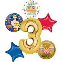 Wonder Woman 3rd Birthday Party Supplies Superhero Balloon Bouquet Decorations