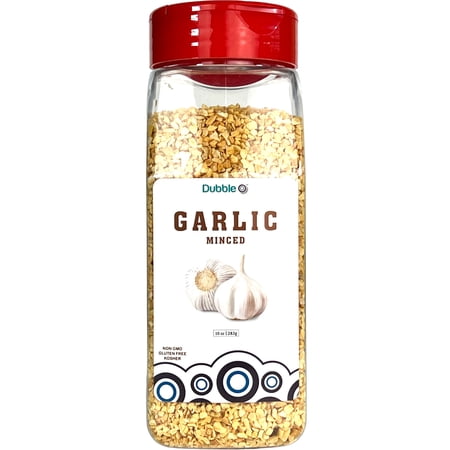 Dehydrated Minced Garlic - 10 oz. ? Dried Garlic For Seasoning ? Non GMO, Kosher, Halal, and Gluten Free ? Dubble O Brand