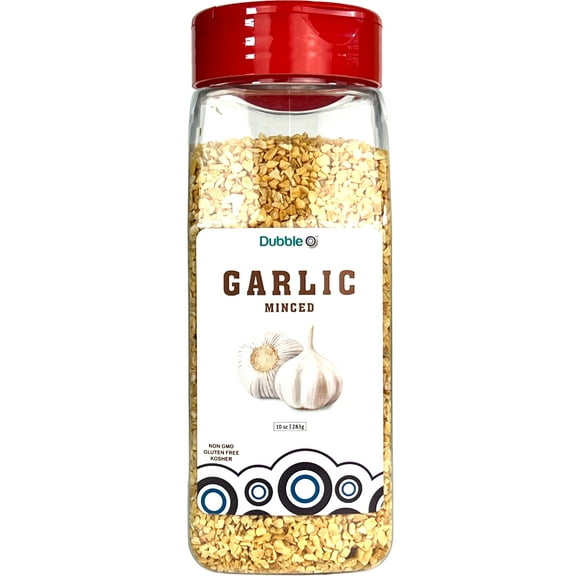 Dehydrated Minced Garlic - 10 oz. ⦿ Dried Garlic For Seasoning ⦿ Non GMO, Kosher, Halal, and Gluten Free ⦿ Dubble O Brand