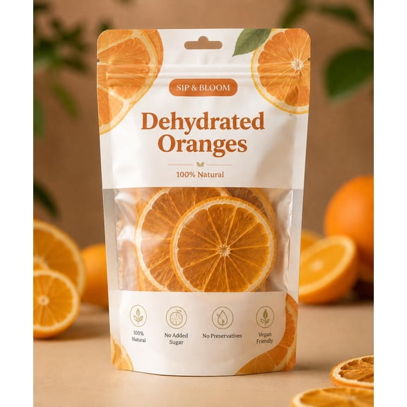 Dehydrated Orange Slices | Dried Orange Slices | 100% Natural Dehydrated Citrus Wheels Discs | Cocktail Garnish, Cakes, Tea & Wreaths | 50 g | Reseal Pouch