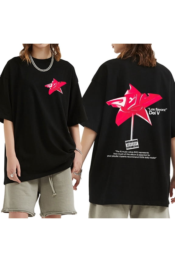 Dei V Los Flavorz Album Tour 2025 Merch Unisex Oversized Soft Cotton Graphic Crewneck T-Shirt - Retro Latin Hip Hop Summer Streetwear