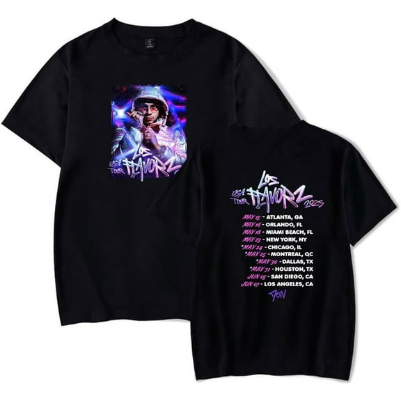 Dei V Los Flavorz USA Tour 2025 Merch Short Sleeve T-shirt Unisex Fashion Crew Neck Top