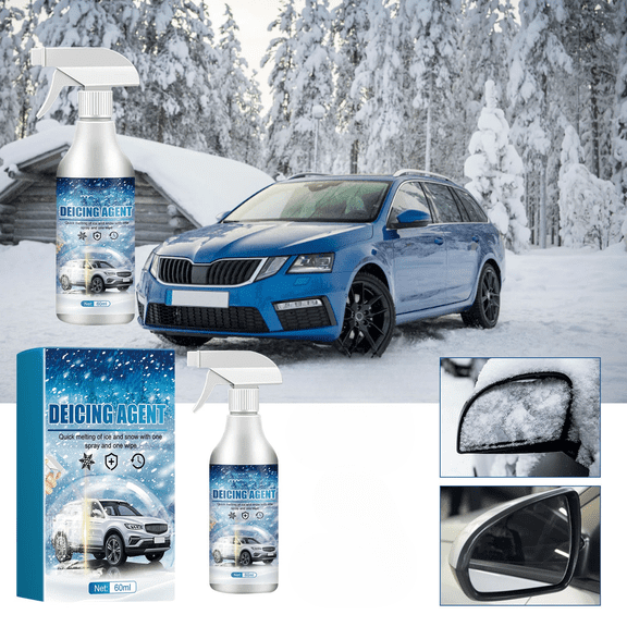 Deicing Agent 60Ml Spray For Cars, Snow Ice Removal, Quick Melting & Protection, Car Windshield & Exterior Cleaner